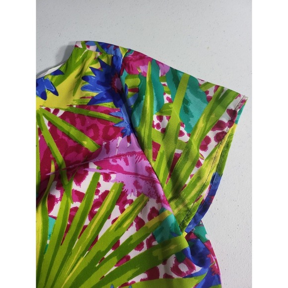 Rafaella‎ Women's Tropical Print Short Sleeve Blouse Colorful Floral Top Size M - Picture 9 of 10